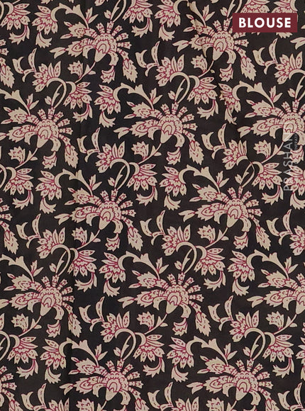 Muslin cotton saree purple and black with allover kalamkari prints and printed border
