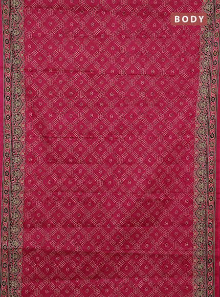 Muslin cotton saree wine shade with allover bandhani prints and printed border