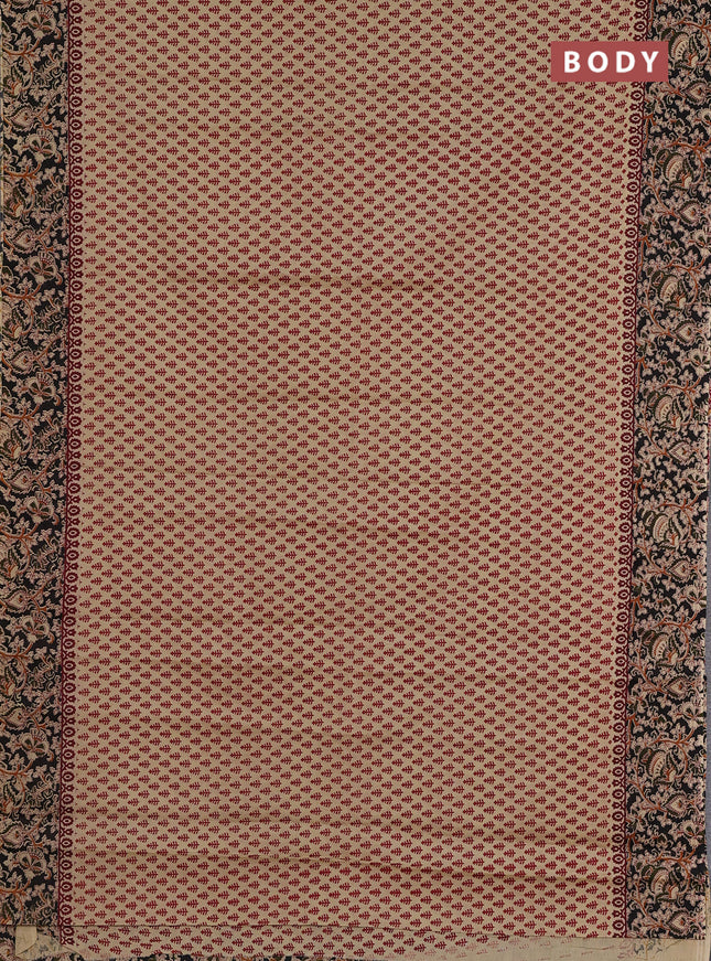 Muslin cotton saree beige and black with allover butta prints and printed border