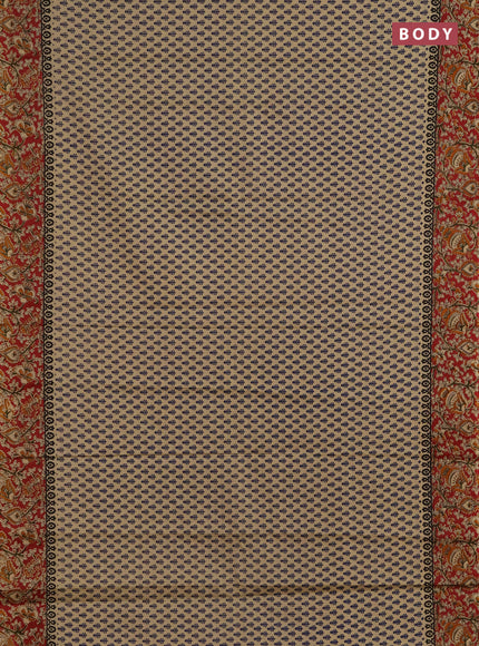 Muslin cotton saree beige and maroon with alover butta prints and printed border