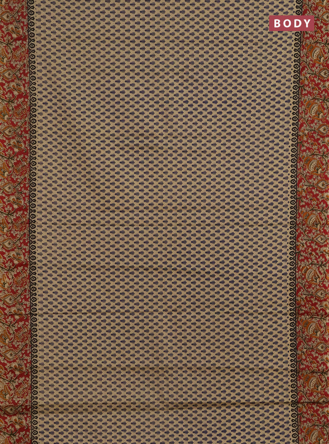 Muslin cotton saree beige and maroon with alover butta prints and printed border