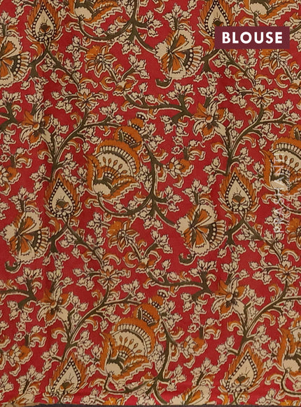 Muslin cotton saree beige and maroon with alover butta prints and printed border