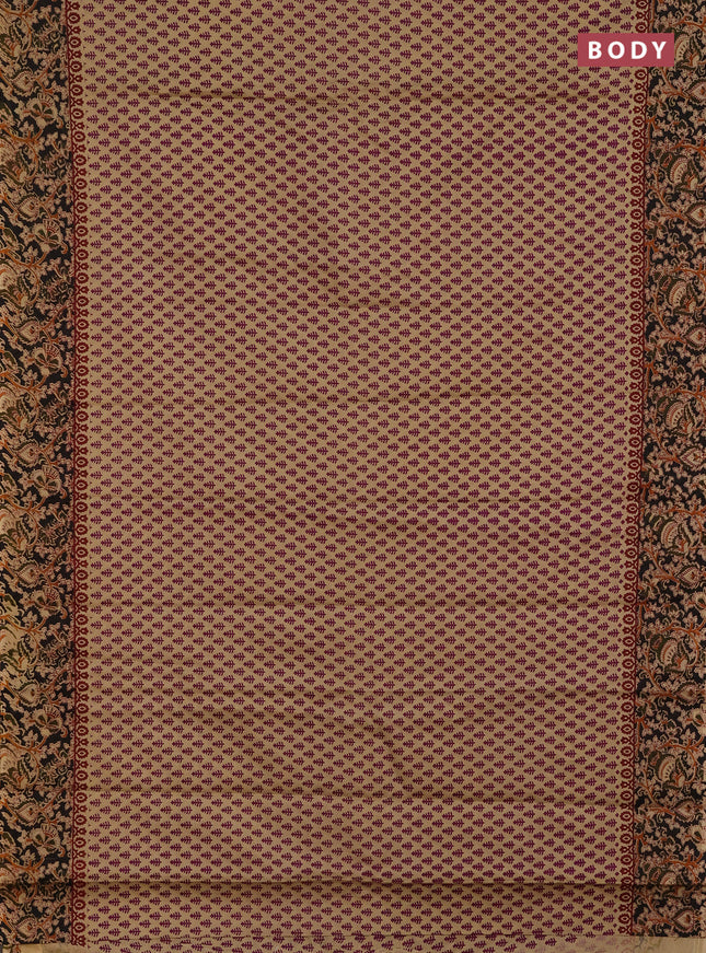 Muslin cotton saree beige and black with allover butta prints and printed border