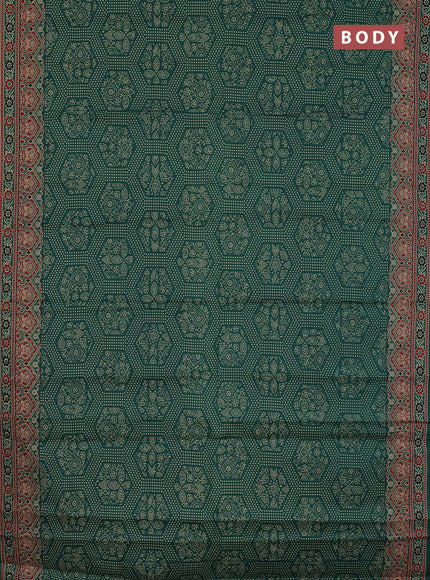 Muslin cotton saree green with allover bandhani prints and printed border