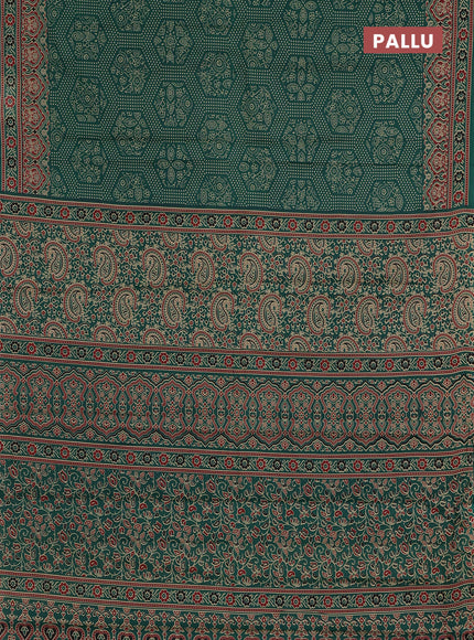 Muslin cotton saree green with allover bandhani prints and printed border
