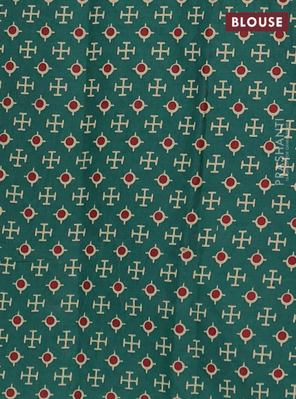 Muslin cotton saree green with allover bandhani prints and printed border
