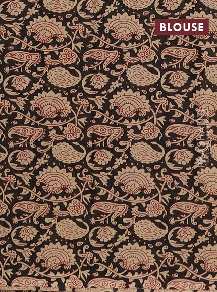 Muslin cotton saree maroon with allover kalamkari prints and printed border