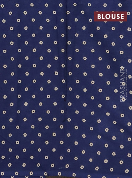 Muslin cotton saree blue with allover kalamkari prints and printed border