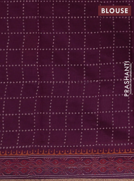 Muslin cotton saree purple with allover black prints and printed border