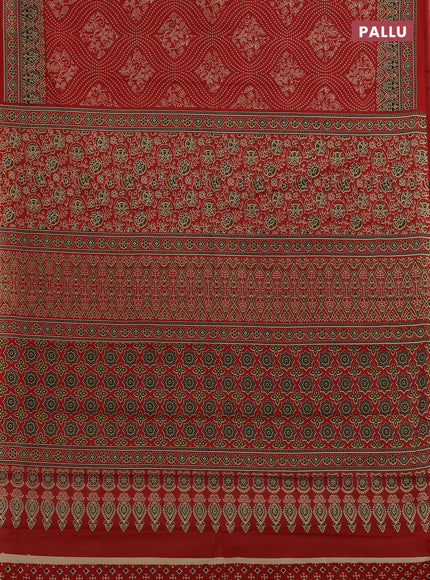 Muslin cotton saree maroon with allover bandhani prints and printed border