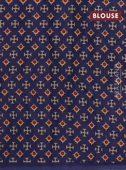 Muslin cotton saree navy blue with allover bandhani prints and printed border