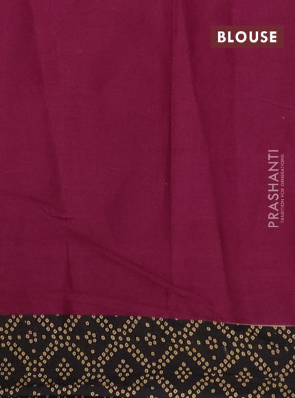 Muslin cotton saree purple and black with allover ikat butta prints and printed border