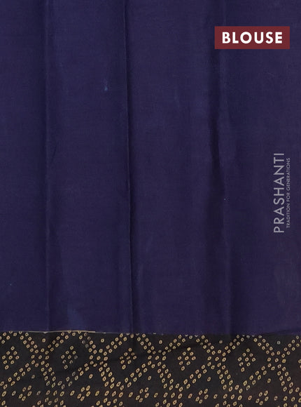 Muslin cotton saree navy blue and black with allover ikat butta prints and printed border