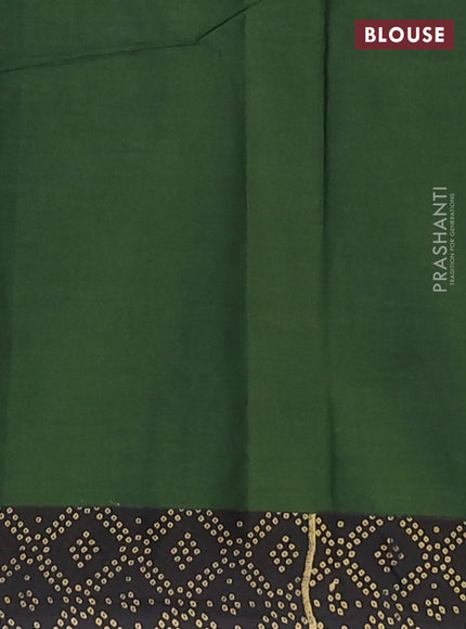 Muslin cotton saree green and black with allover ikat butta prints and printed border