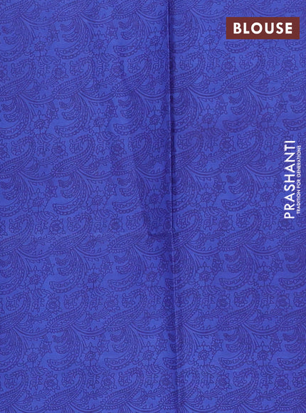 Muslin cotton saree blue with allover kalamkari prints and printed border