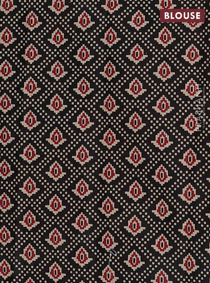 Muslin cotton saree maroon and black with allover patola prints and printed border