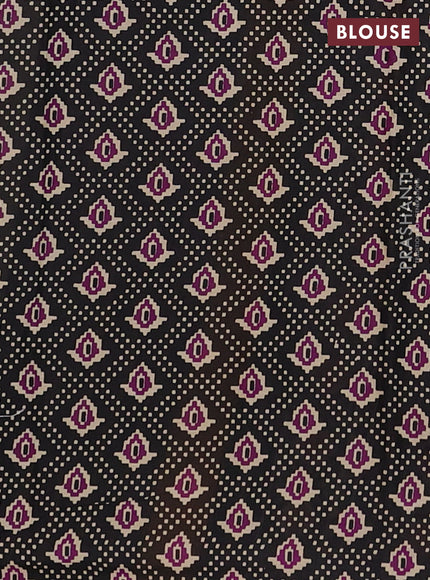 Muslin cotton saree purple and black with allover patola prints and printed border