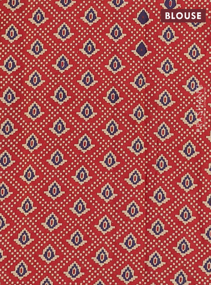 Muslin cotton saree blue and maroon with allover patola prints and printed border