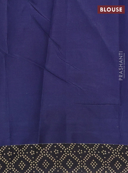 Muslin cotton saree navy blue and black with allover ikat butta prints and printed border