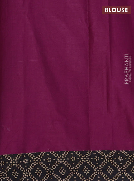 Muslin cotton saree magenta pink and black with allover ikat butta prints and printed border