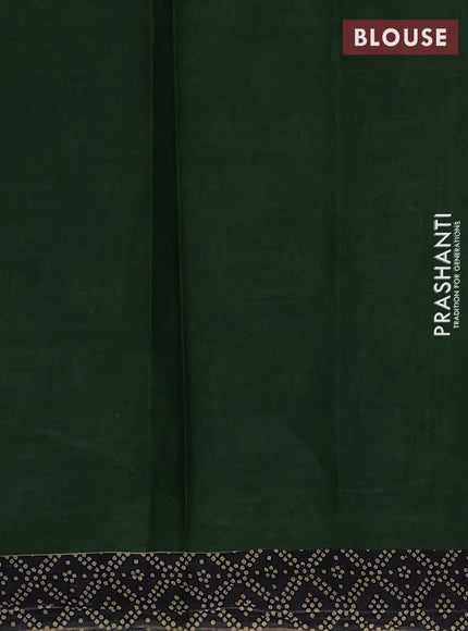 Muslin cotton saree green and black with allover ikat butta prints and printed border