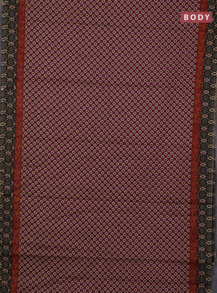 Muslin cotton saree purple and black with allover butta prints and printed border