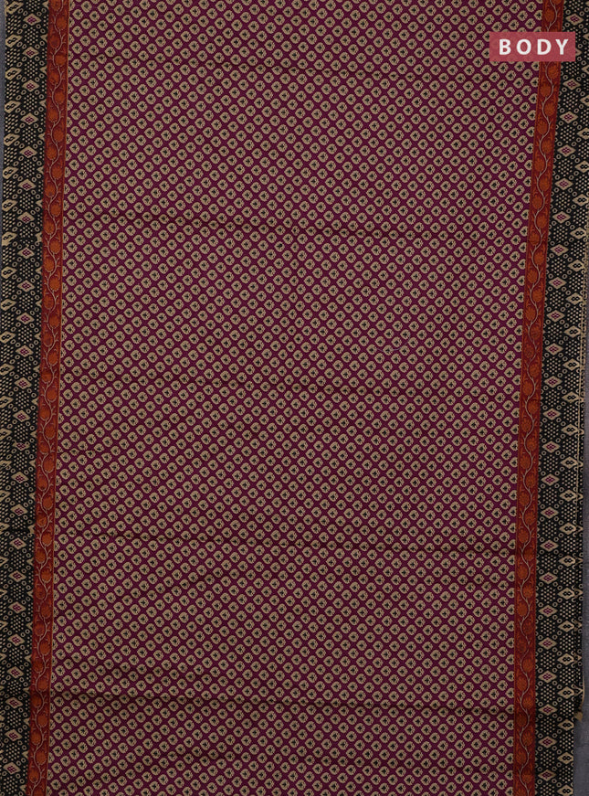 Muslin cotton saree purple and black with allover butta prints and printed border