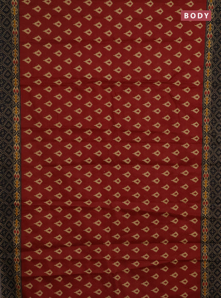 Muslin cotton saree maroon and black with allover ikat prints and printed border