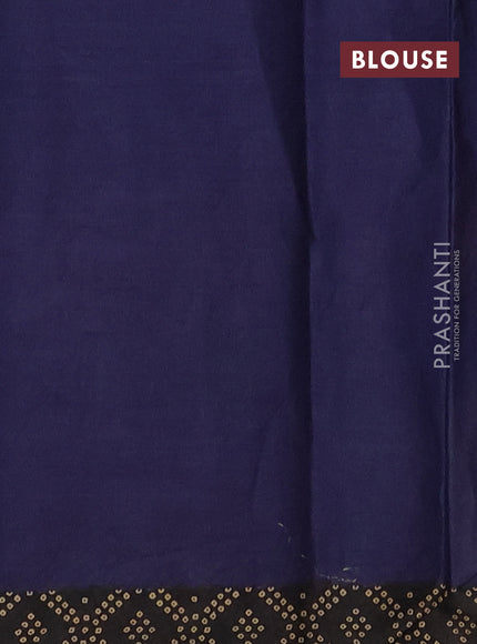 Muslin cotton saree navy blue and black with allover ikat prints and printed border