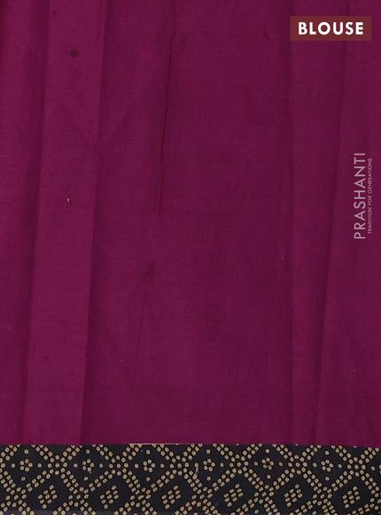 Muslin cotton saree magenta pink and black with allover ikat butta prints and printed border