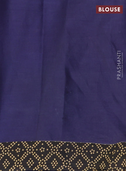 Muslin cotton saree navy blue and black with allover ikat butta prints and printed border