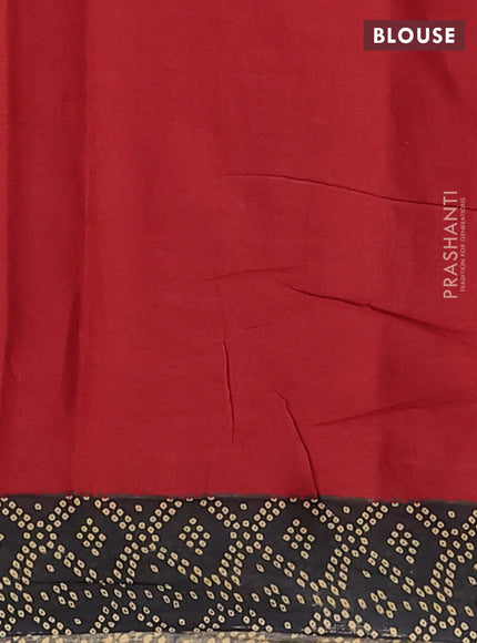 Muslin cotton saree maroon and black with allover ikat butta prints and printed border
