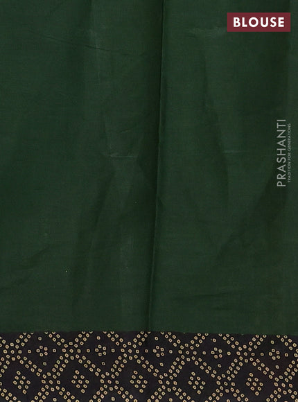 Muslin cotton saree green and black with allover ikat butta prints and printed border