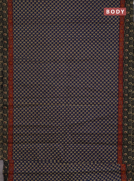 Muslin cotton saree navy blue and black with allover butta prints and printed border