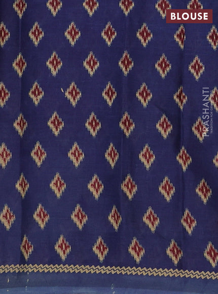 Muslin cotton saree navy blue and black with allover butta prints and printed border