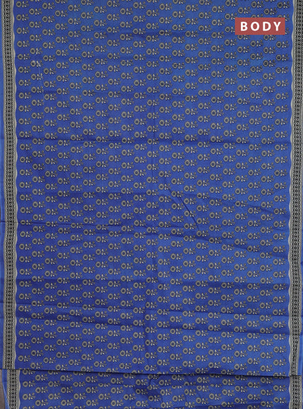 Muslin cotton saree pastel blue with allover butta prints and printed border