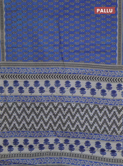 Muslin cotton saree pastel blue with allover butta prints and printed border