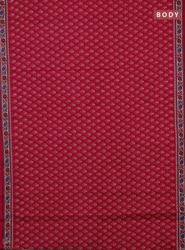 Muslin cotton saree pink and beige with allover butta prints and printed border