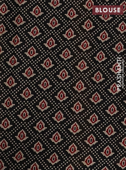 Muslin cotton saree maroon and black with allover patola prints and printed border