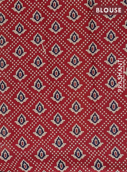 Muslin cotton saree blue and maroon with allover patola prints and printed border