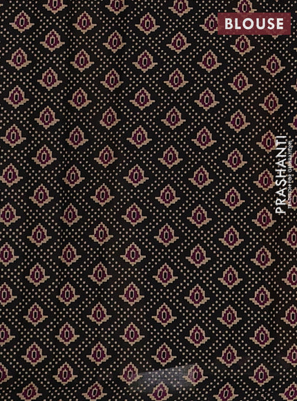 Muslin cotton saree purple and black with allover patola prints and printed border