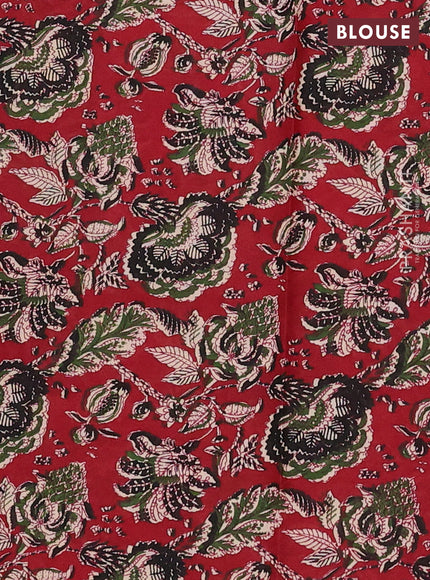 Muslin cotton saree purple and maroon with allover kalamkari prints and printed border
