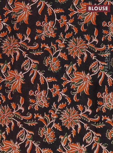 Muslin cotton saree maroon and black with allover dabu prints and printed border