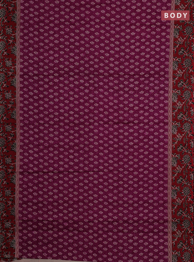 Muslin cotton saree purple and maroon with allover dabu prints and printed border