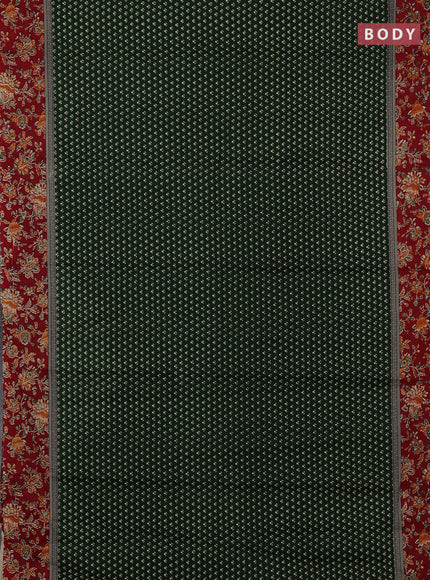 Muslin cotton saree bottle green and maroon with allover butta prints and printed border