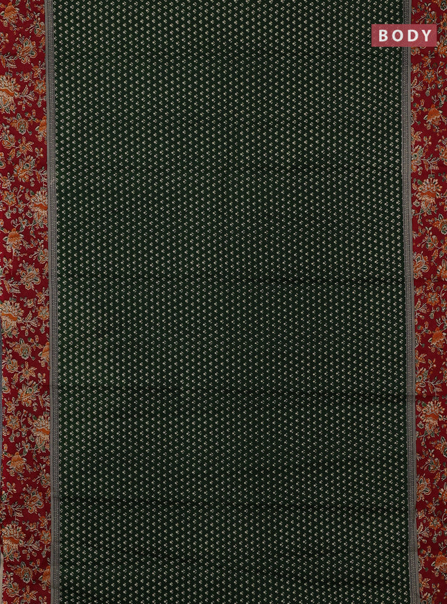 Muslin cotton saree bottle green and maroon with allover butta prints and printed border