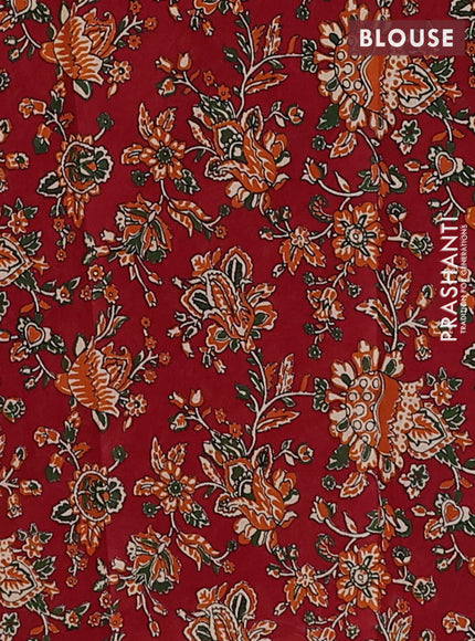 Muslin cotton saree bottle green and maroon with allover butta prints and printed border