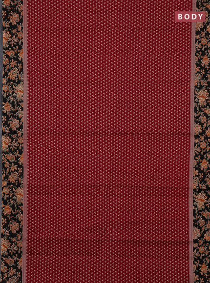 Muslin cotton saree maroon and black with allover butta prints and printed border