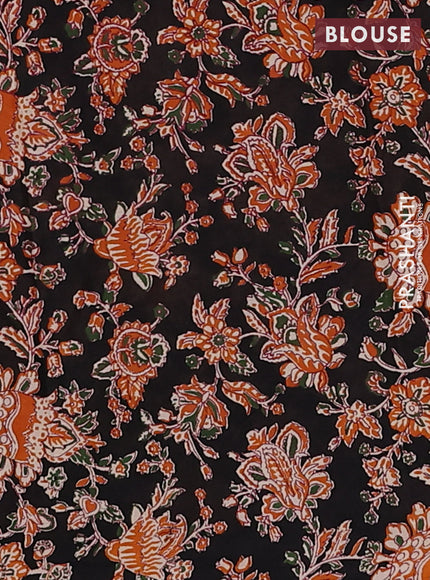 Muslin cotton saree maroon and black with allover butta prints and printed border