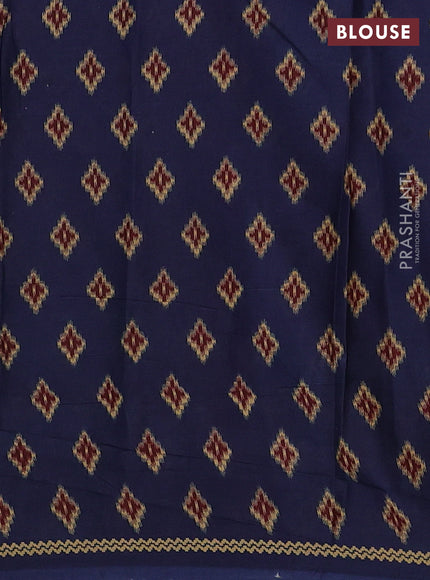 Muslin cotton saree blue and black with allover butta prints and printed border